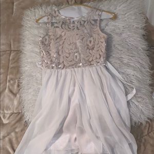 Classy Ivory Flowy Sequin Dress